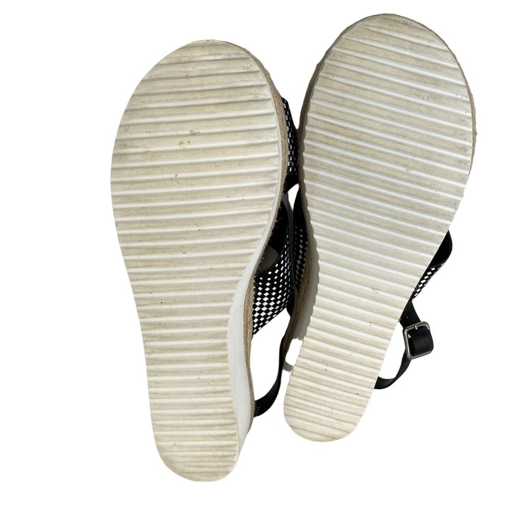 Alex Marie Wedge Sandals Size 9.5 Women Navy White Casual Slip On Sling Back Sho - Picture 3 of 8